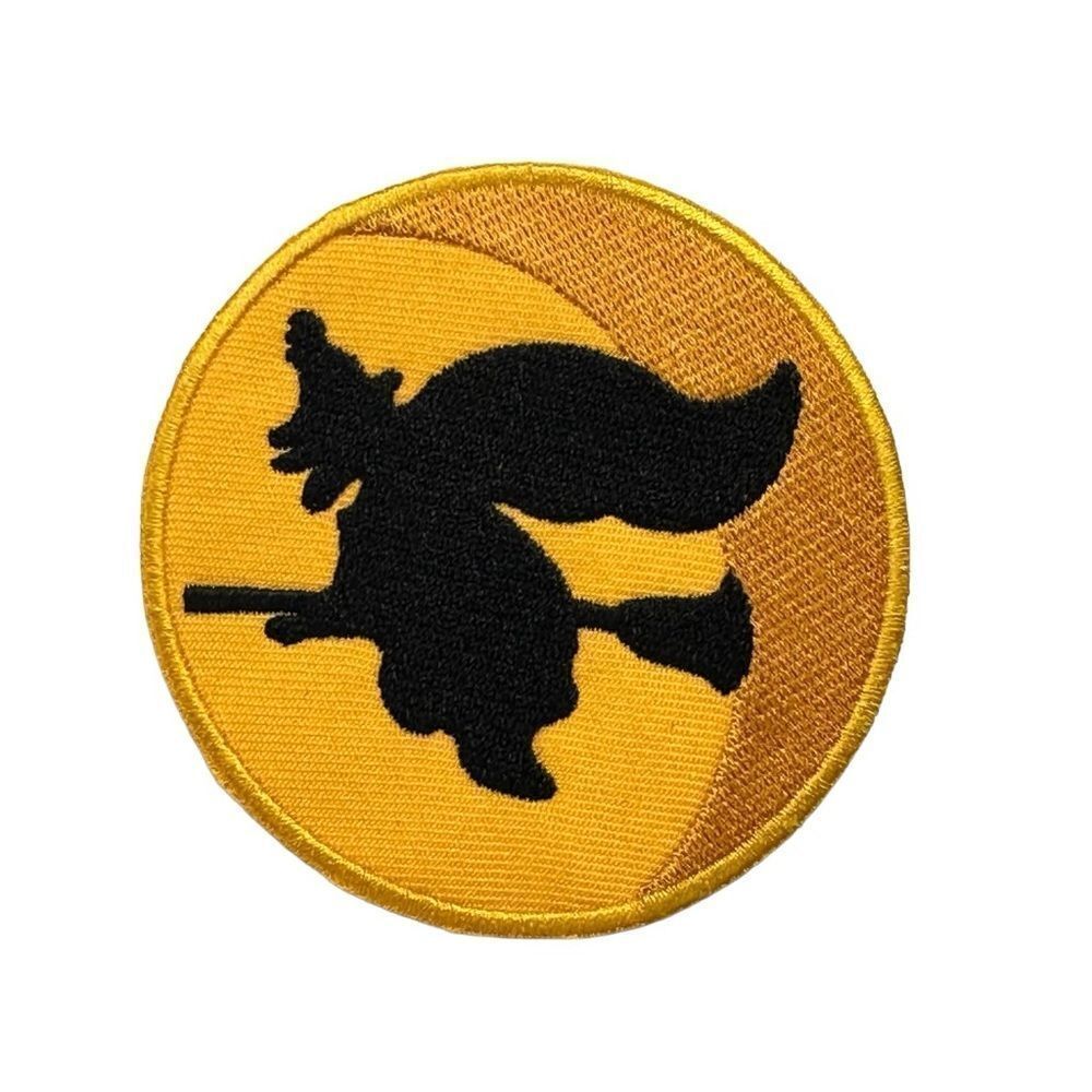 Flying Witch Broomstick Iron On Embroidered Patch